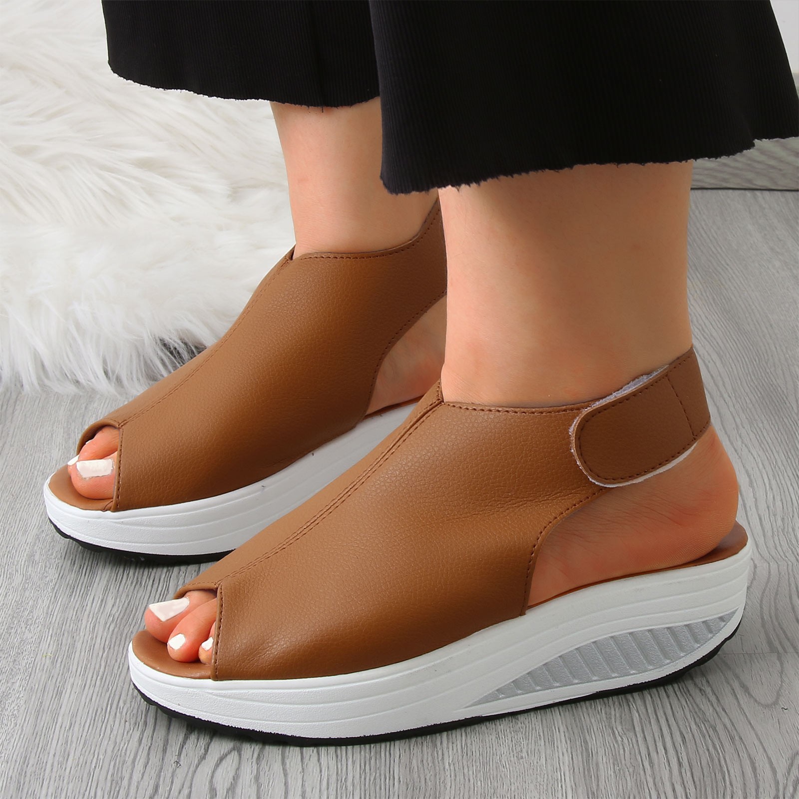NECHOLOGY Cute Comfortable Sandals for Women Fashion Summer Women Sandals Wedge Heel Thick Sole Sandals Wedges for Women Orange 8